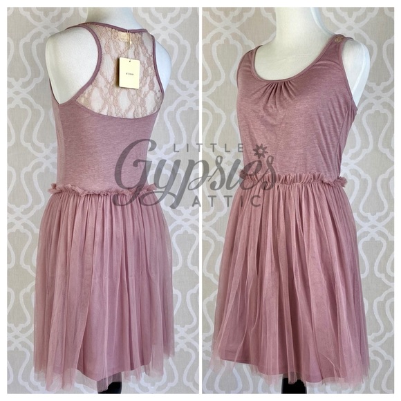 A’reve Dusty Rose Tulle Slip Dress - Picture 2 of 15